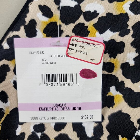 Anne Klein Womens Leopard Print Sleeveless V-Neck Dress Size 6 Saffron Multi - Picture 4 of 12